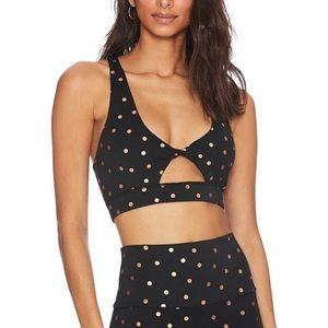 BEACH RIOT Polka Dot Twist Top Sports Bra